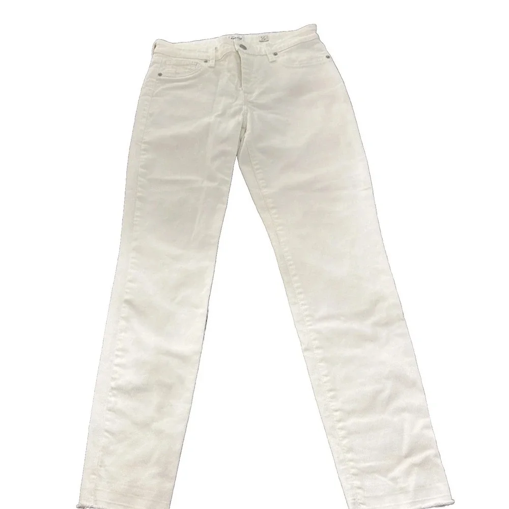 Lucky Brand 4/27 White Jeans Womens Regular Rise White Stretch Ankle Cottagecore